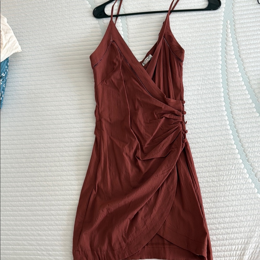 Elegant Rust Wrap Dress